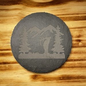 (SET OF 4) ELK MOUNTAIN, CUSTOM SLATE STONE COASTER (FOUR PACK)